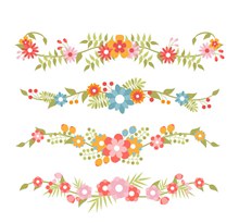 4款彩色花卉花边设计矢量图片