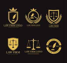 6款复古金色法律元素标志图矢量素材