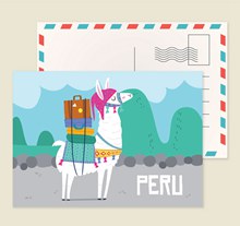 可爱秘鲁羊驼明信片矢量素材