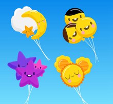 4组可爱表情气球束设计图矢量下载