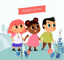 可爱国际友谊日儿童矢量图片