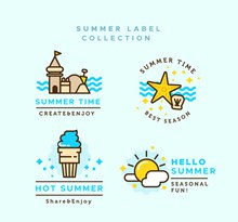 4款彩色夏季标签设计矢量图片