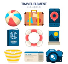 9款彩色旅行物品设计矢量下载