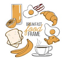彩色早餐食物框架矢量图