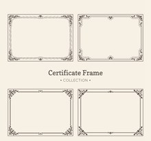 4款复古花纹证书框架矢量图下载