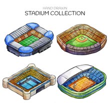 4款彩绘体育场设计矢量素材