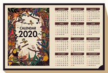 2020年创意鸟类年历矢量图下载