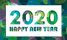 2020年彩色树叶新年艺术字图矢量图片