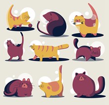 9款卡通猫咪设计矢量素材