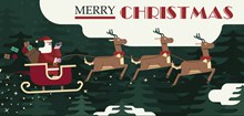 创意圣诞节圣诞老人和驯鹿车图矢量图下载