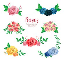 7组美丽玫瑰花设计矢量图片