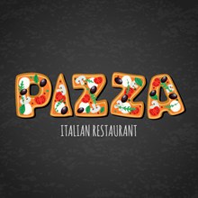 创意披萨意大利餐馆艺术字图矢量下载