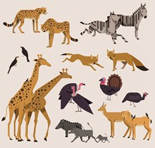22款创意非洲野生动物图矢量图