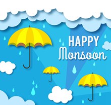 彩色快乐雨季雨伞矢量图下载