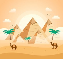 创意埃及沙漠金字塔风景图矢量下载