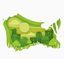 创意绿色森林城市剪贴画图矢量图片