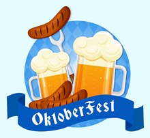 创意慕尼黑啤酒节香肠和啤酒图矢量图
