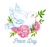 彩绘国际和平日白鸽矢量图