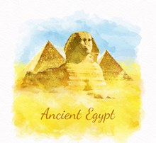 水彩绘埃及狮身人面像图矢量素材