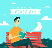 创意国际和平日读书男子和白鸽图矢量素材