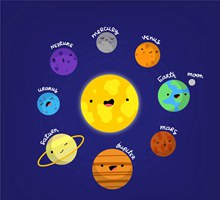 可爱太阳系八大行星矢量图
