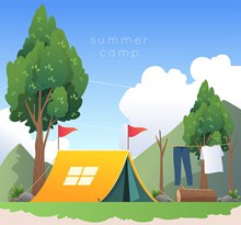 创意夏季野营帐篷插画矢量素材