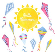 彩绘夏季太阳风筝矢量素材