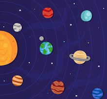 精致太阳系八大行星矢量素材