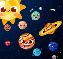 卡通太阳系八大行星矢量图下载