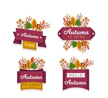 4款创意秋季树叶标签图矢量图片