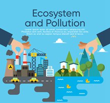 创意生态系统和环境污染插画图矢量图下载