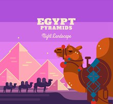 卡通埃及金字塔和骆驼矢量