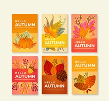 6款彩色秋季元素卡片矢量图
