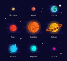 创意太阳系八大行星矢量图