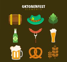 9款彩色慕尼黑啤酒节图标图矢量素材