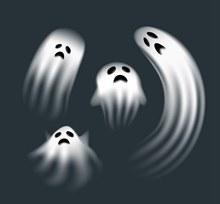 4款动感白色幽灵设计矢量图下载
