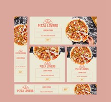 5款创意披萨餐馆banner图矢量素材