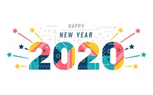 2020年拼色新年艺术字图矢量素材