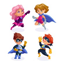 4款卡通超级英雄儿童图矢量图片