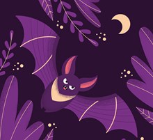 紫色夜晚飞行蝙蝠矢量素材