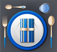 精美蓝色餐具设计矢量