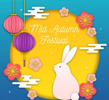 彩色中秋节月亮和白兔剪贴画图矢量图下载
