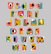 26个彩色纸质字母矢量图