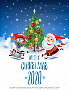 2020年创意圣诞老人和老鼠贺卡图矢量素材