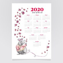 2020年手绘老鼠年历矢量图片