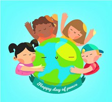 创意国际和平日地球和儿童矢量下载