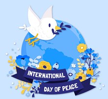 创意国际和平日花卉和鸟图矢量图下载