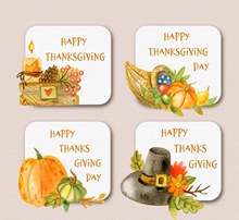4款彩绘感恩节卡片矢量图片