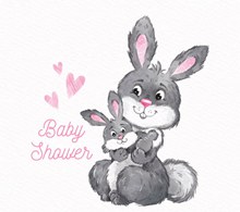 彩绘兔子迎婴派对海报矢量图