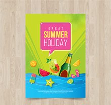 彩色夏季食物假期传单矢量图